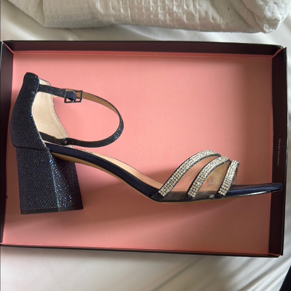 Nina Blue Heels with Strappy Design and Block Heel
